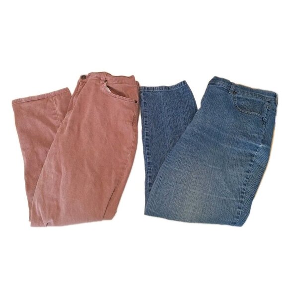 Gloria Vanderbilt Women's Size 18 Petite Blue And Pink Jeans 36x28 Lot Of Two - Picture 1 of 5